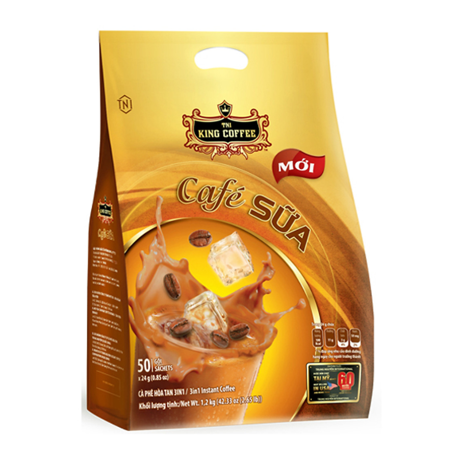 King Coffee 3 in 1 Instant Coffee 24g x 50 Sachets x 12 Bags