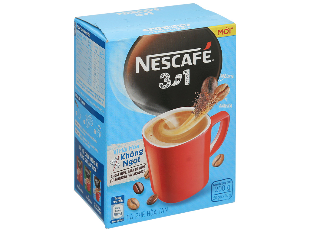 Nescafe 3in1 Instant Coffee - Less Sweet 200g (10g x 20 Sticks) x 24 Boxes