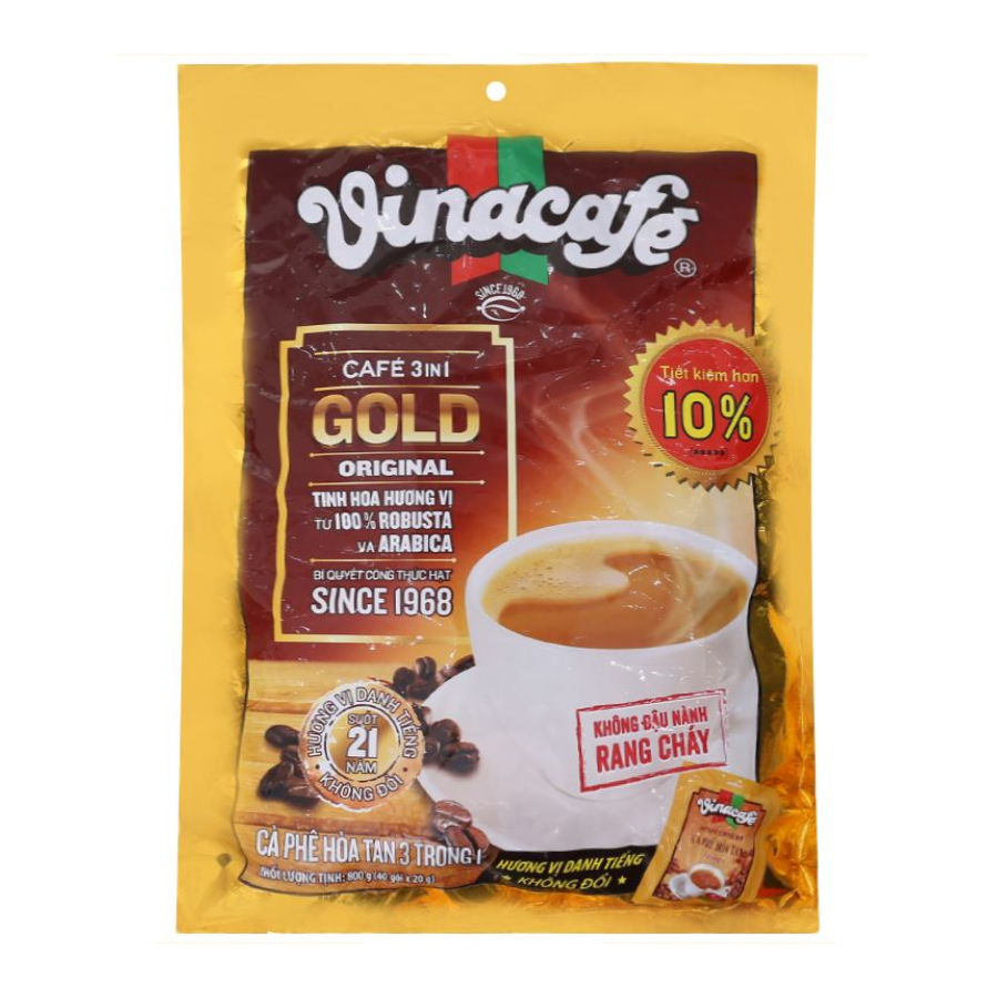 Vinacafe Gold Original 3in1 Instant Coffee 20g x 40 Sachets x 12 Bags